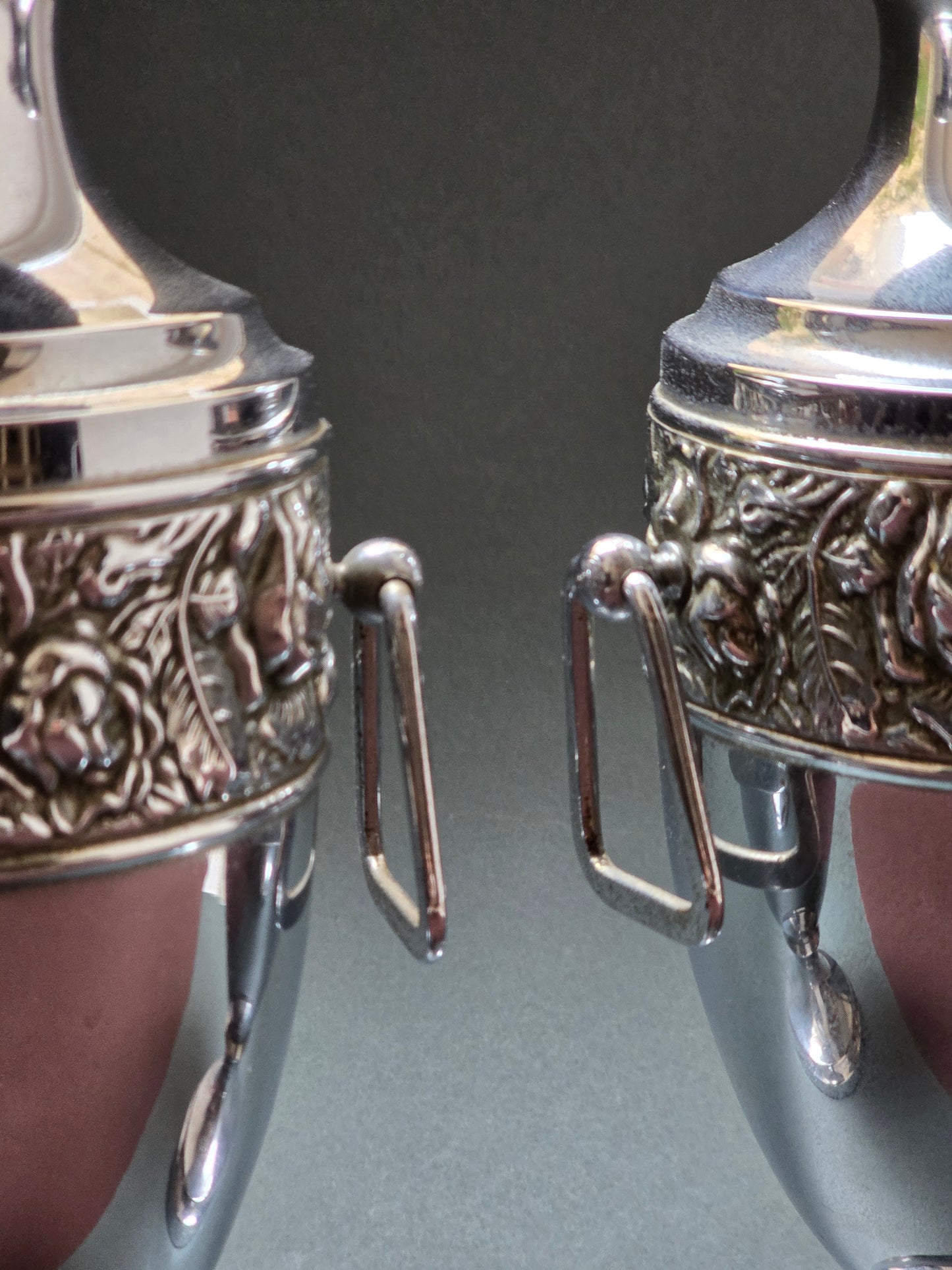 Art Nouveau / Jugendstil Silver-Plated Vase Pair – Repoussé Rose Frieze, c.1900