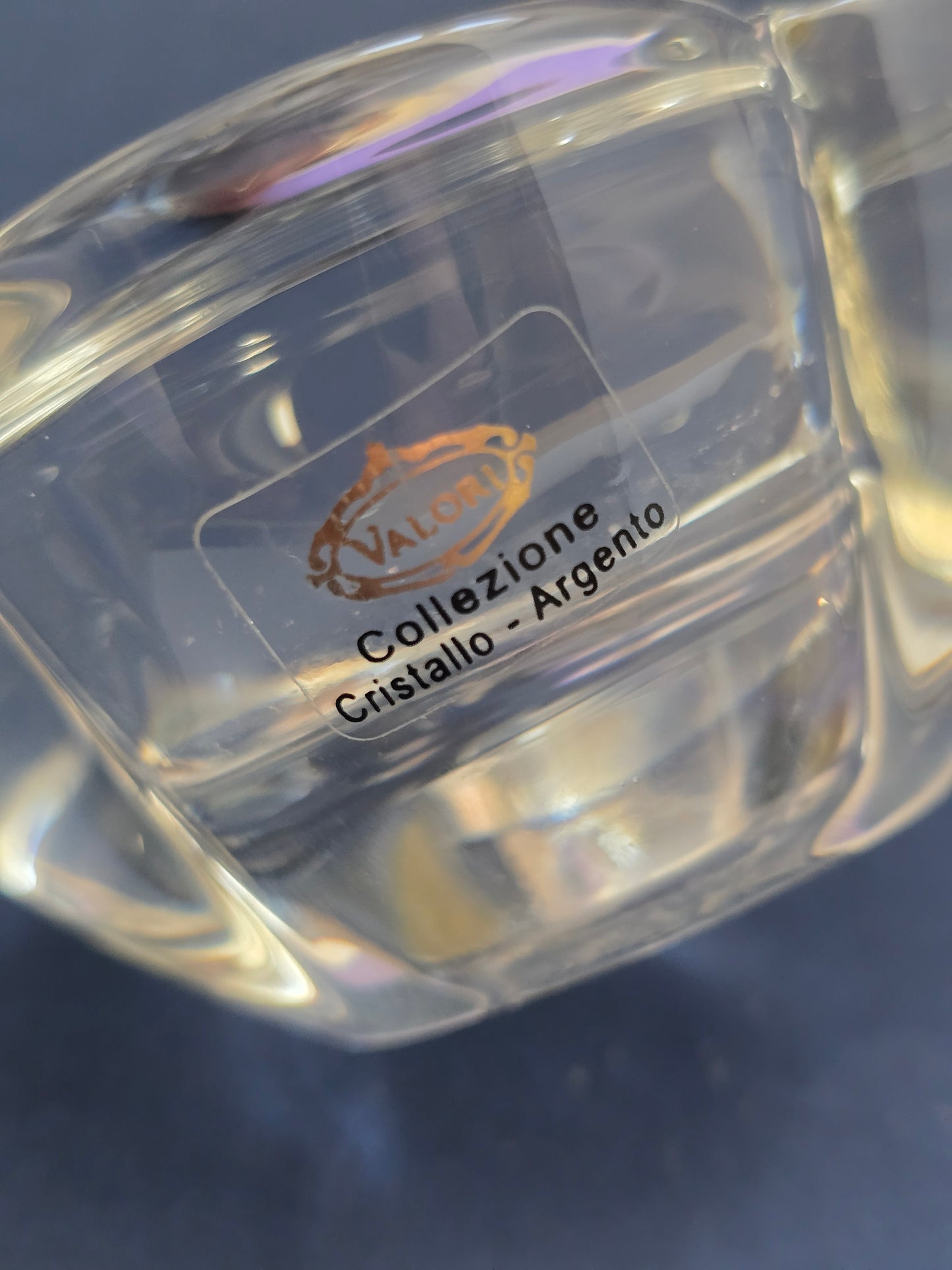Italian Crystal Candle Holder | Silver Roses | Valori Collezione Cristallo-Argento | c.1980s