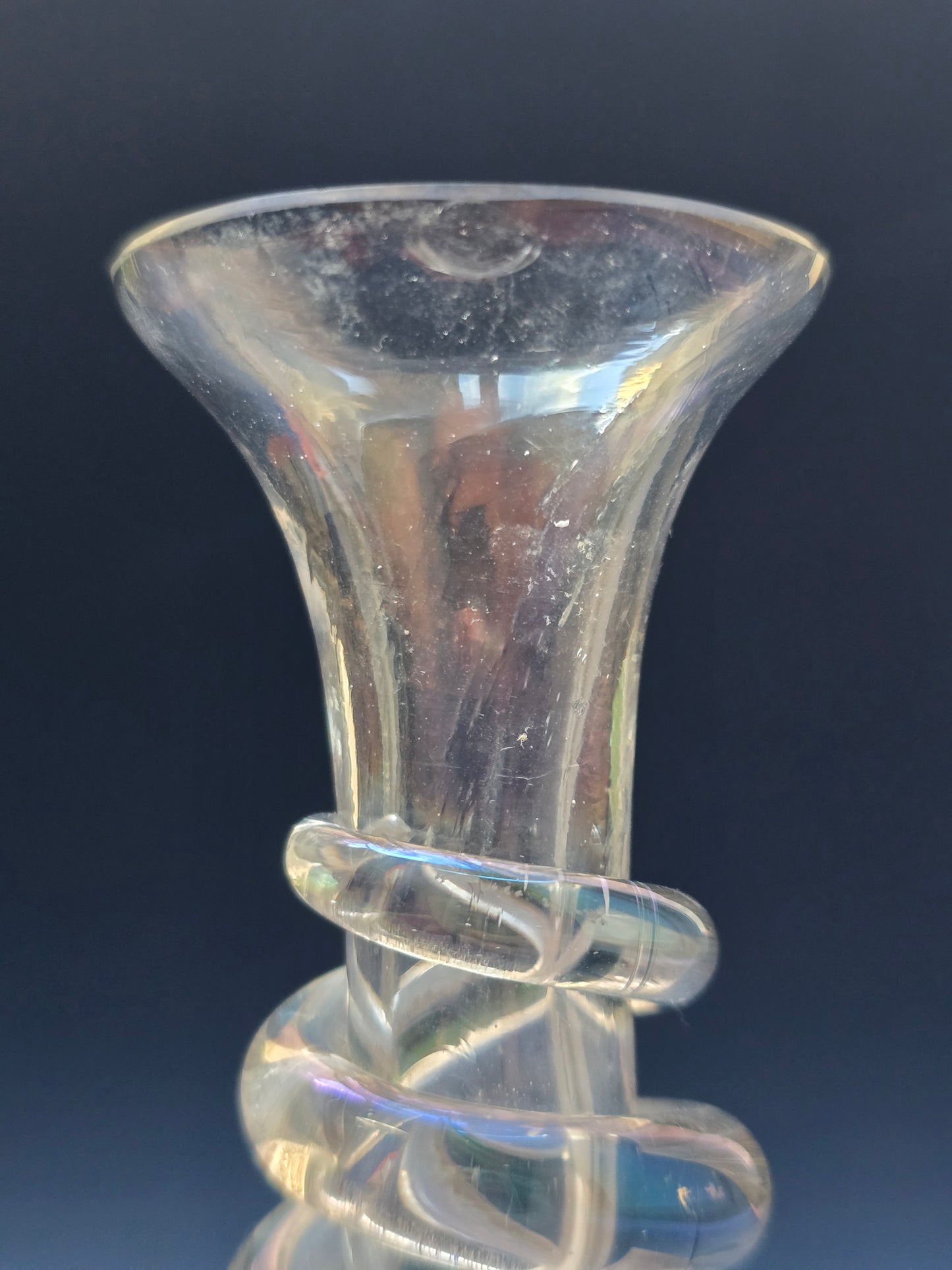 Pair of Bohemian Art Nouveau Iridescent Glass Vases, Loetz Style, Gilt Botanical Decoration, c.1890
