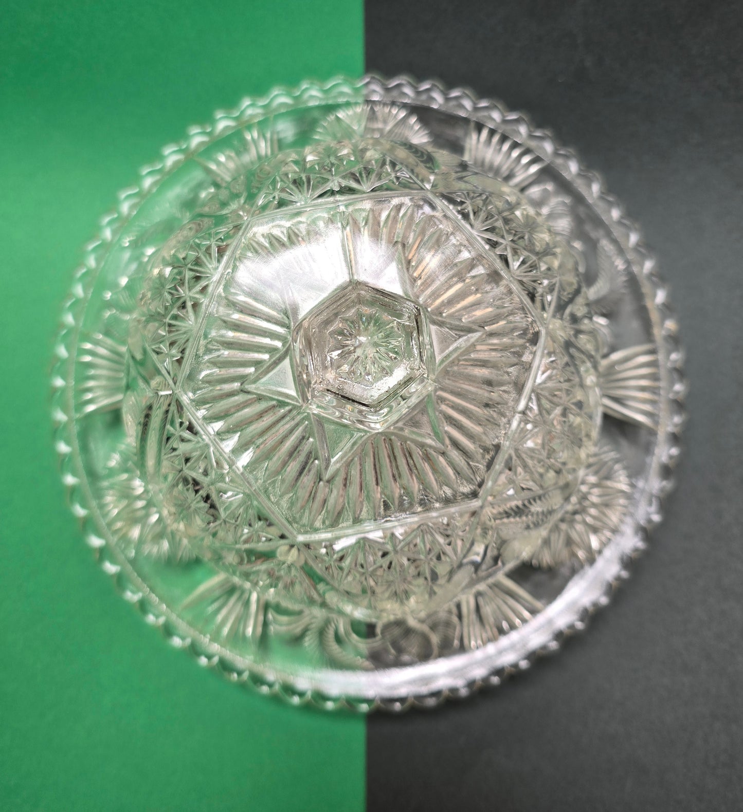Art Deco Pressed Glass Butter Dome with Plate – Bohemian/German, c.1930s