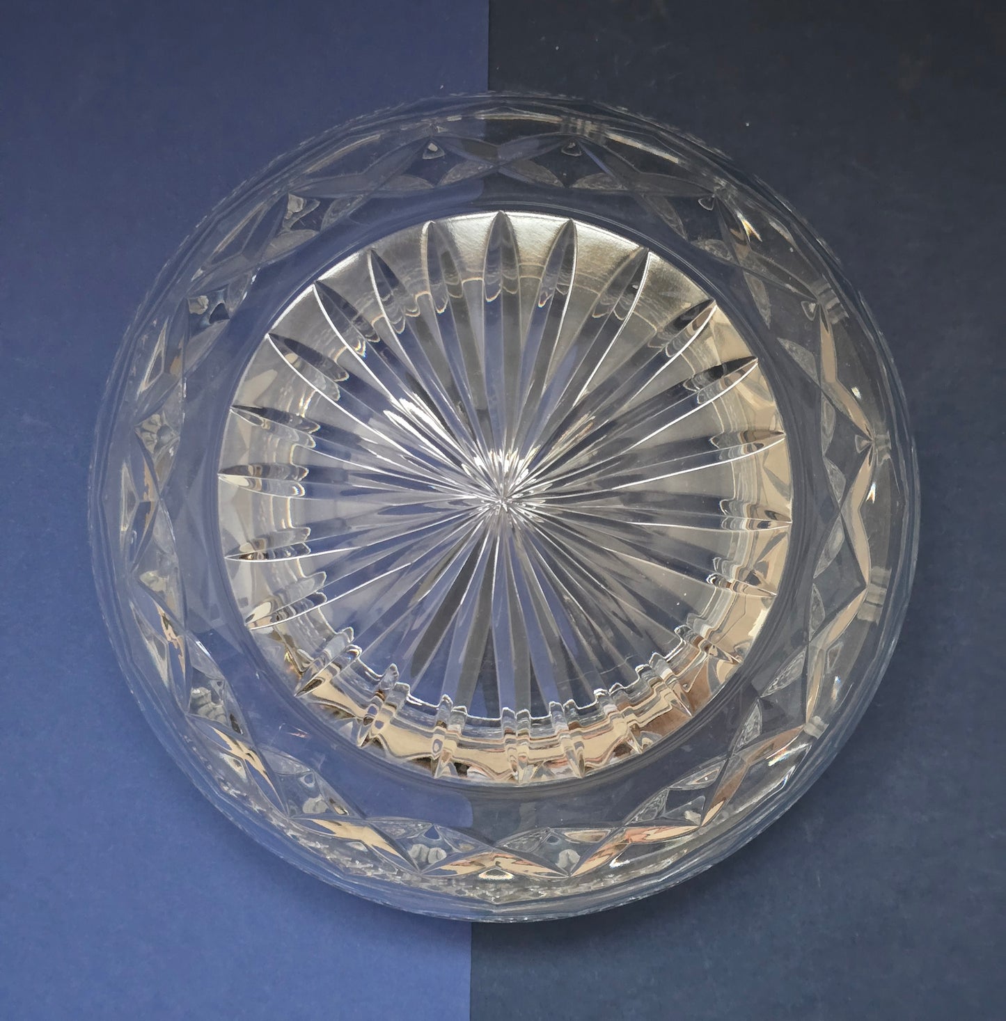 Vintage Cut Crystal Bowl with Hobnail & Tulip Band Pattern, c.1930