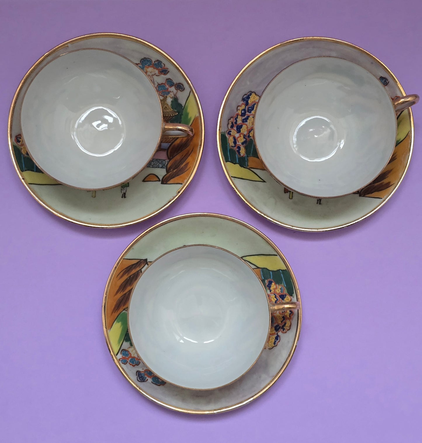 Satsuma Relief Hand-Painted Eggshell Porcelain Tea Cup & Saucer – 1920s Japan