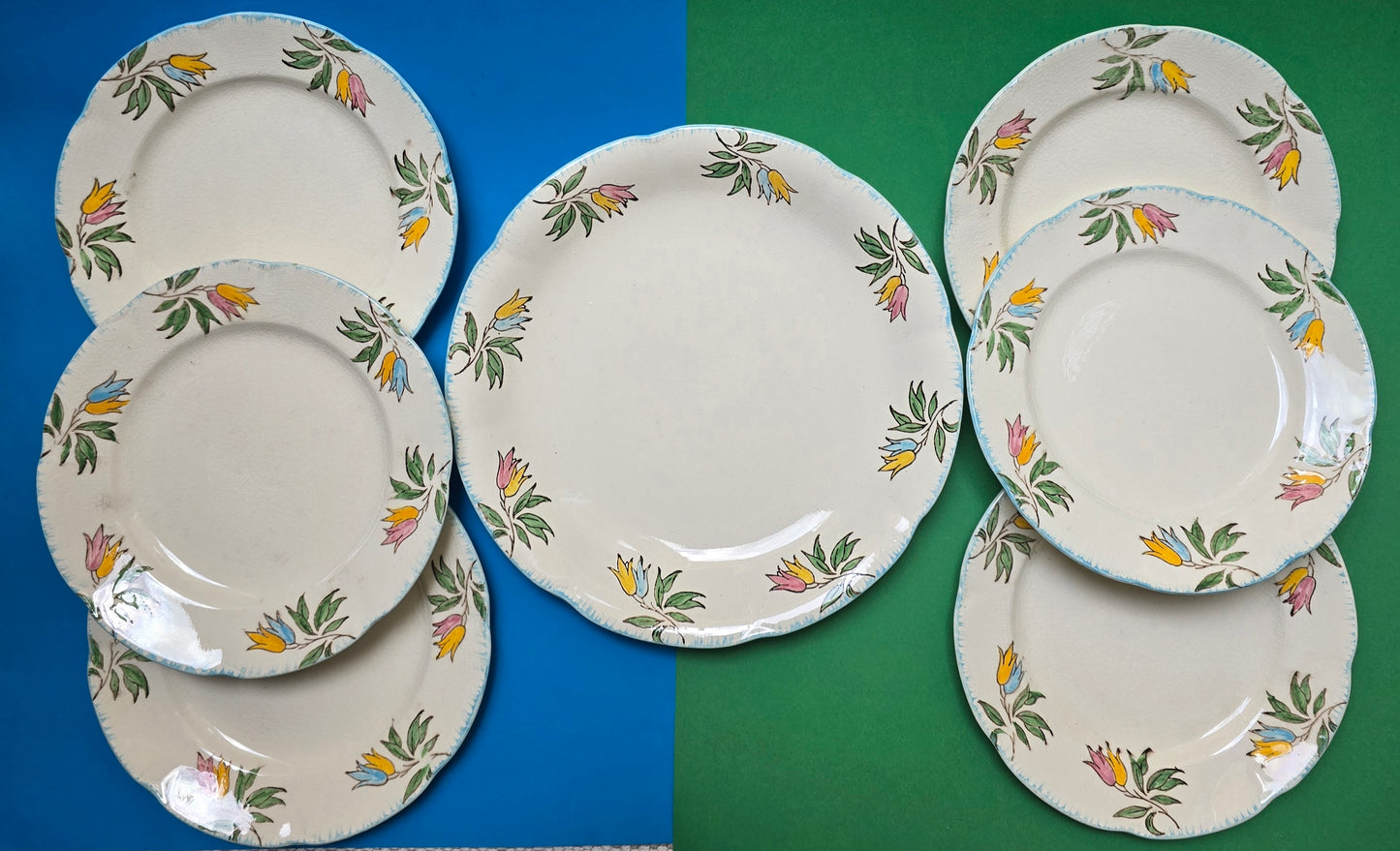 Jas. Broadhurst & Sons 'Kendal' Complete Tea Service for Six, Hand-Painted Campanula, c.1930–1940