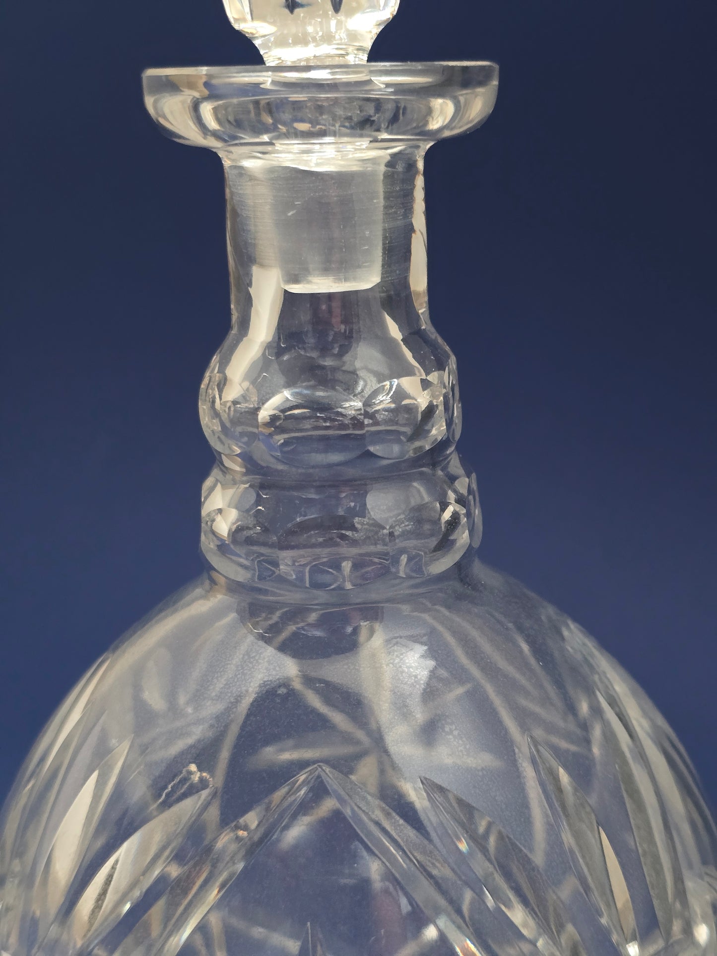 Antique Cut Crystal Decanter with Fan-Cut Stopper & Pinwheel Pattern, c.1920