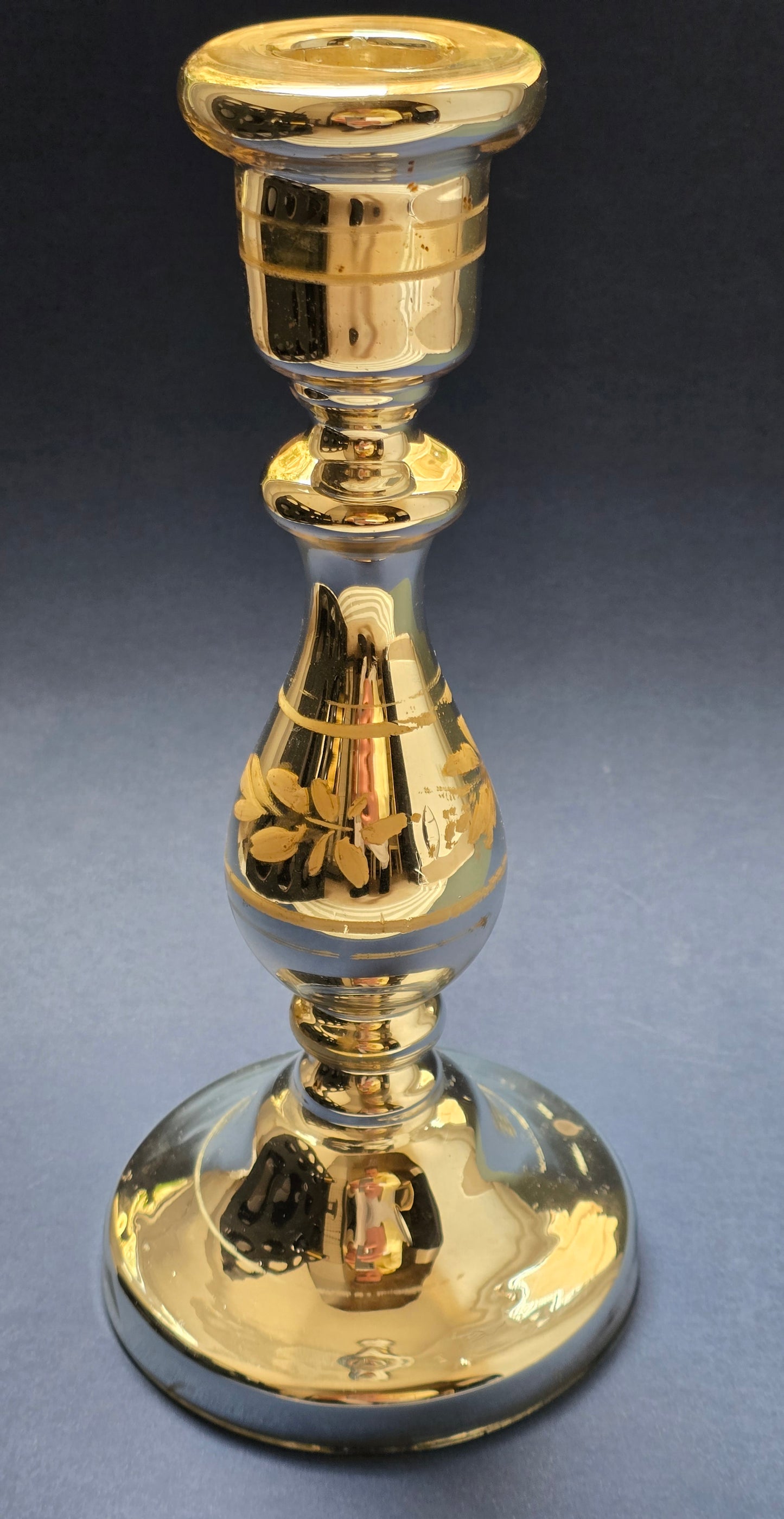 French Mercury Glass Candlestick – c.1850