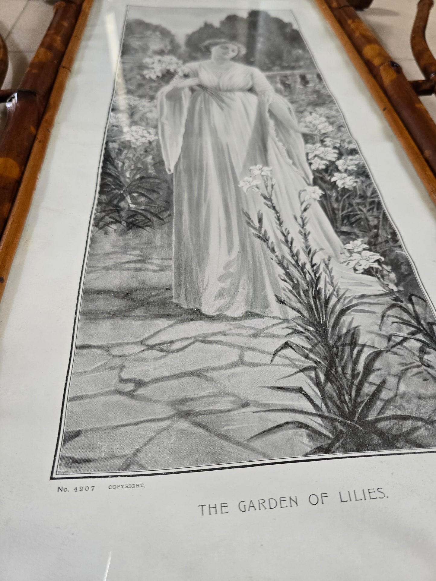 Set of 5 Victorian Sentimental Prints in Original Bamboo Japonisme Frames, c.1870–1890