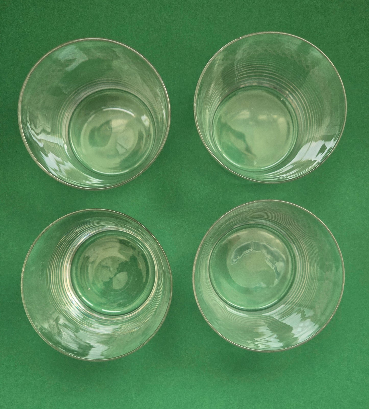 Antique Crystal Water Glasses with Engraved Spiral Pattern, Set of 4, c.1920