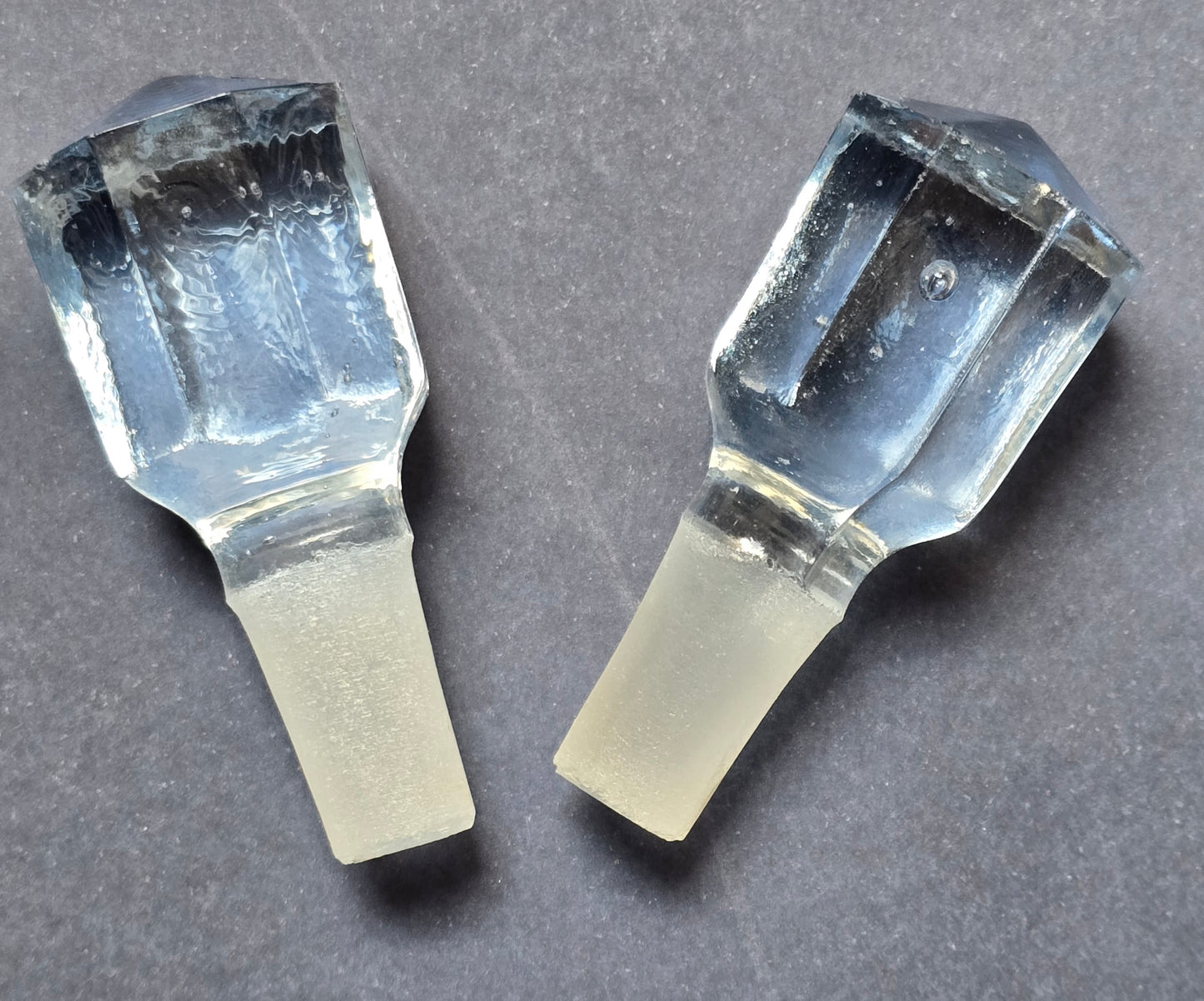 Vintage Lead Crystal Perfume Bottle with Faceted Stopper, Light Blue Tint, c.1930–1950