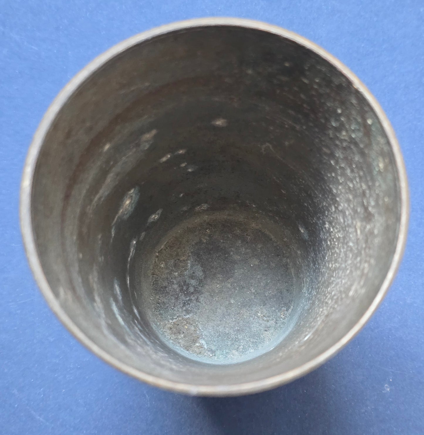 Antique Indian Brass Lassi Cup, Hand-Engraved Floral & Paisley, c.1900