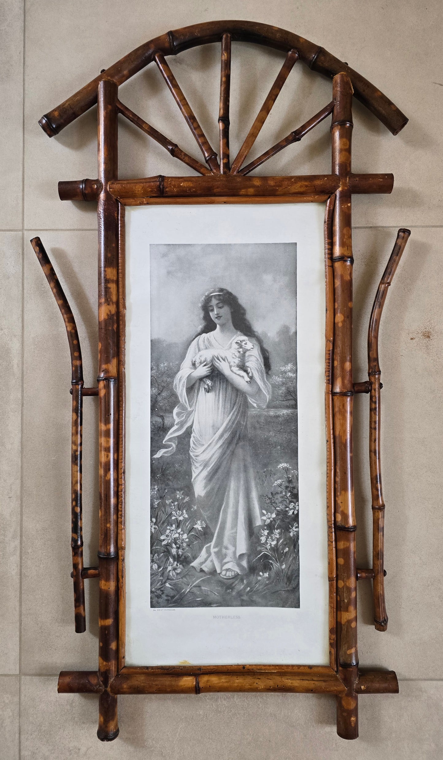 Set of 5 Victorian Sentimental Prints in Original Bamboo Japonisme Frames, c.1870–1890