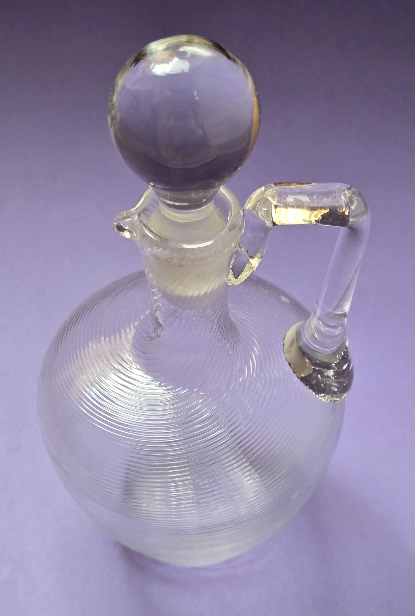 Mouth-Blown Frisian Thread Glass Carafe with Stopper – c.1900