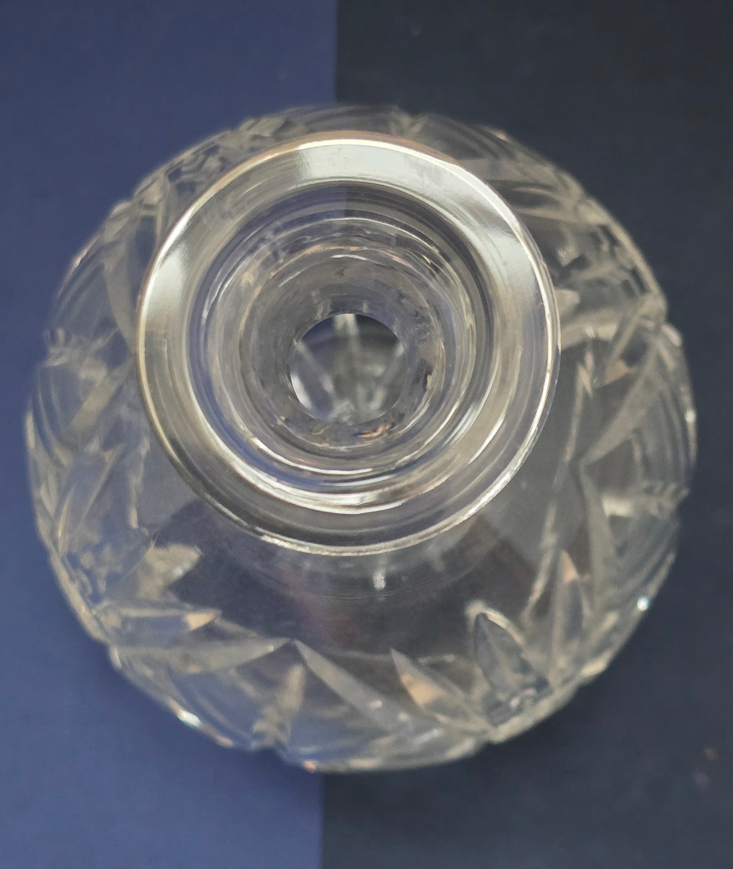 Antique Cut Crystal Decanter with Fan-Cut Stopper & Pinwheel Pattern, c.1920