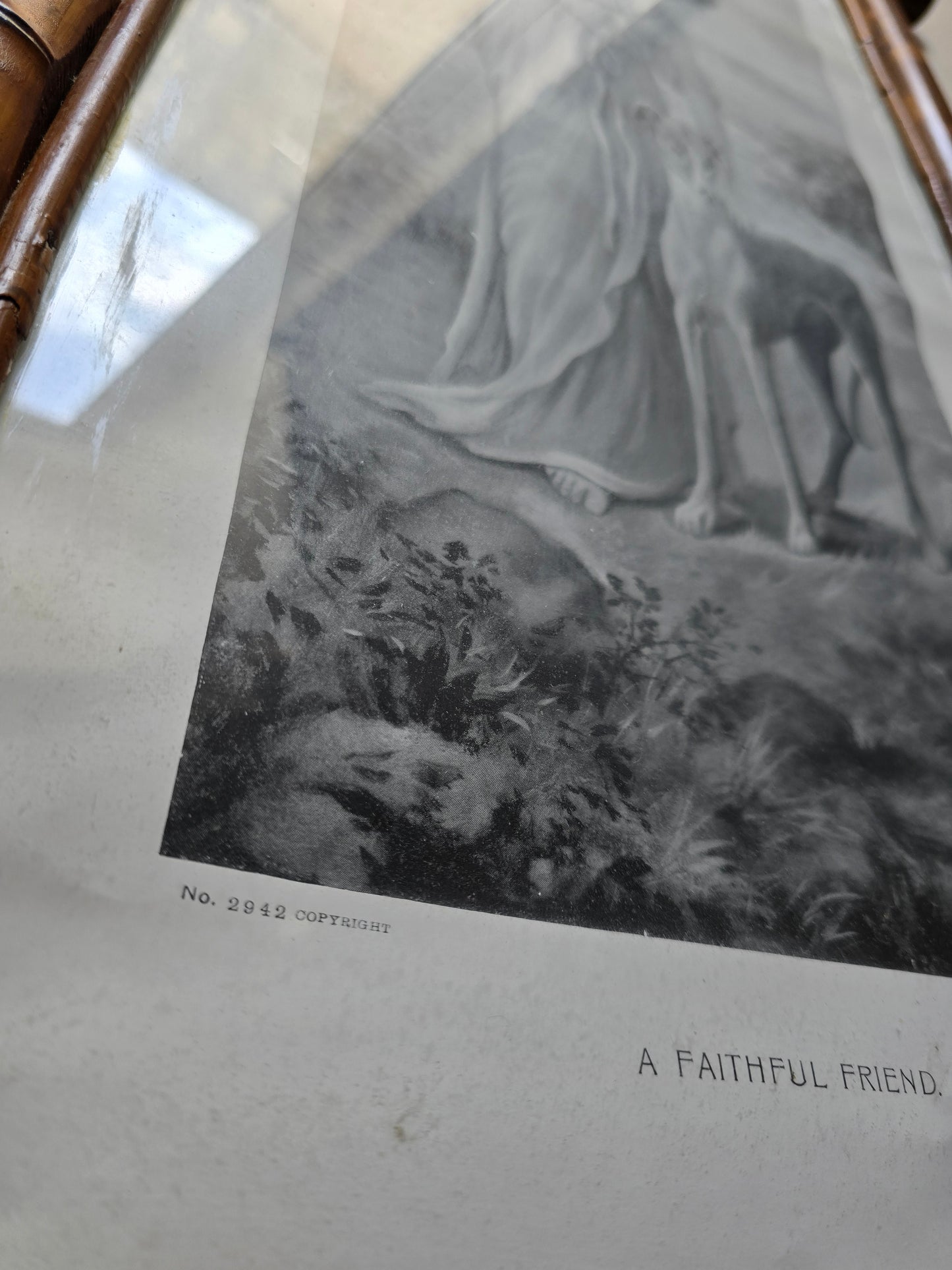 Set of 5 Victorian Sentimental Prints in Original Bamboo Japonisme Frames, c.1870–1890