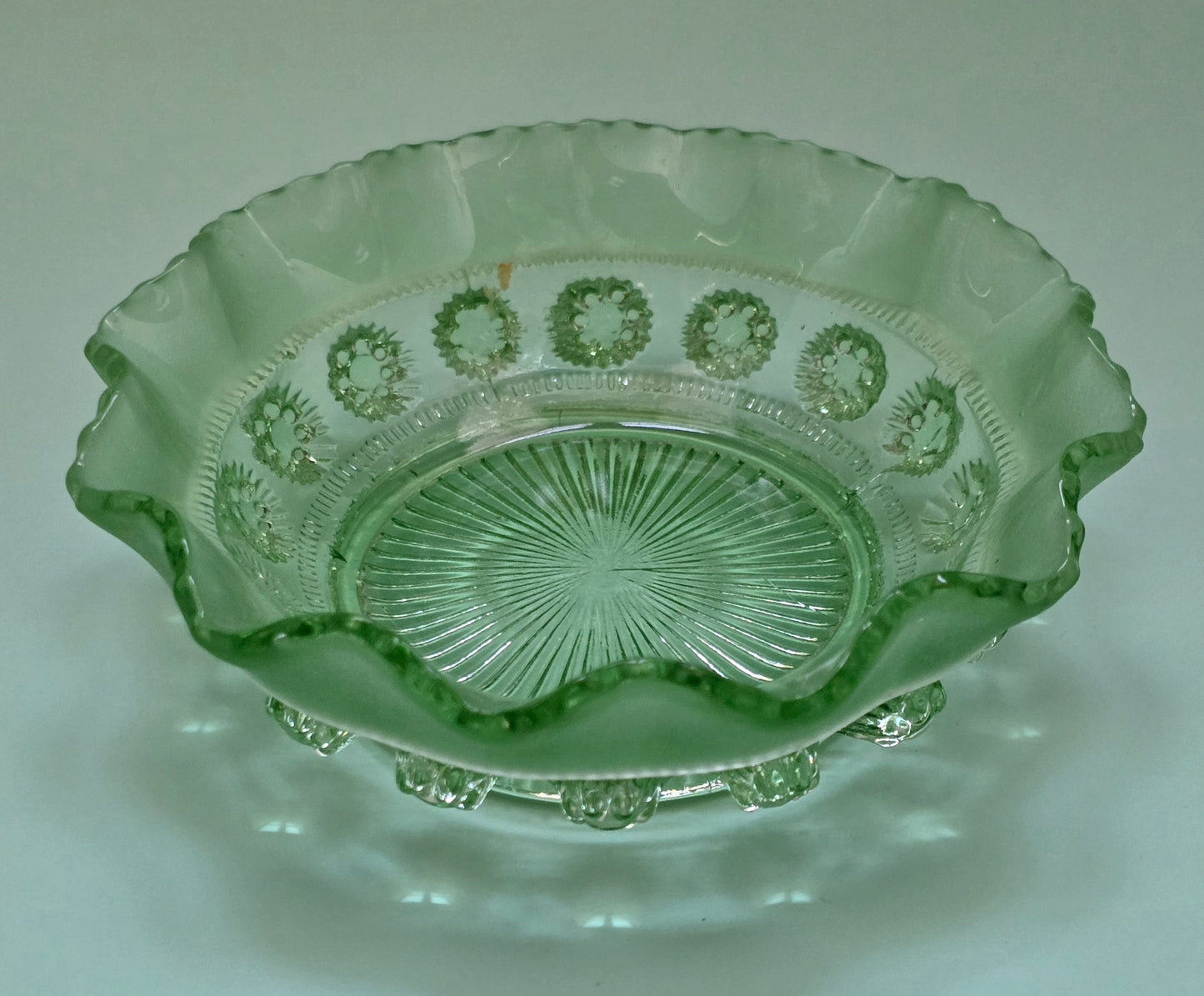 Davidson Antique Green Pressed Glass Dish c.1880–1900 – England