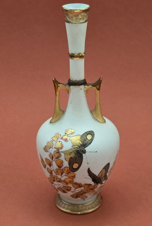 Royal Worcester Blush Ivory Butterfly Vase – circa 1900