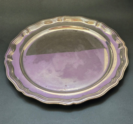 Large Swedish Silver-Plated Serving Tray | Scalloped Edge | c.1960s