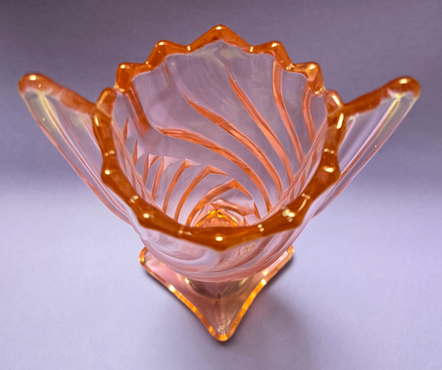 Josef Inwald Barolac Art Deco Winged Vase – Rosaline Glass, c.1930s Bohemia