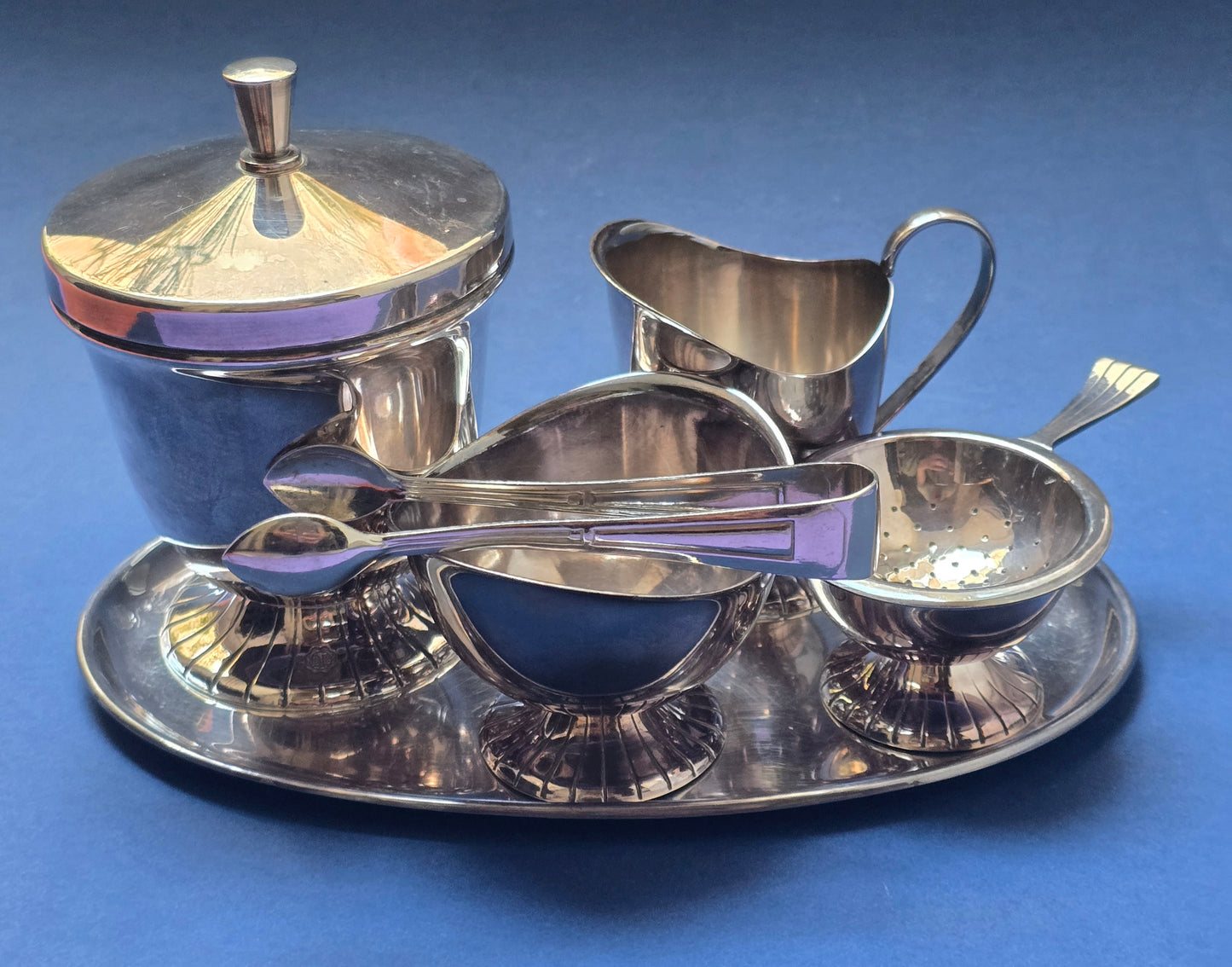 H. Hooijkaas Schoonhoven Silver-Plated Tea Set, Douwe Egberts, Paul Revere Style, c.1950s