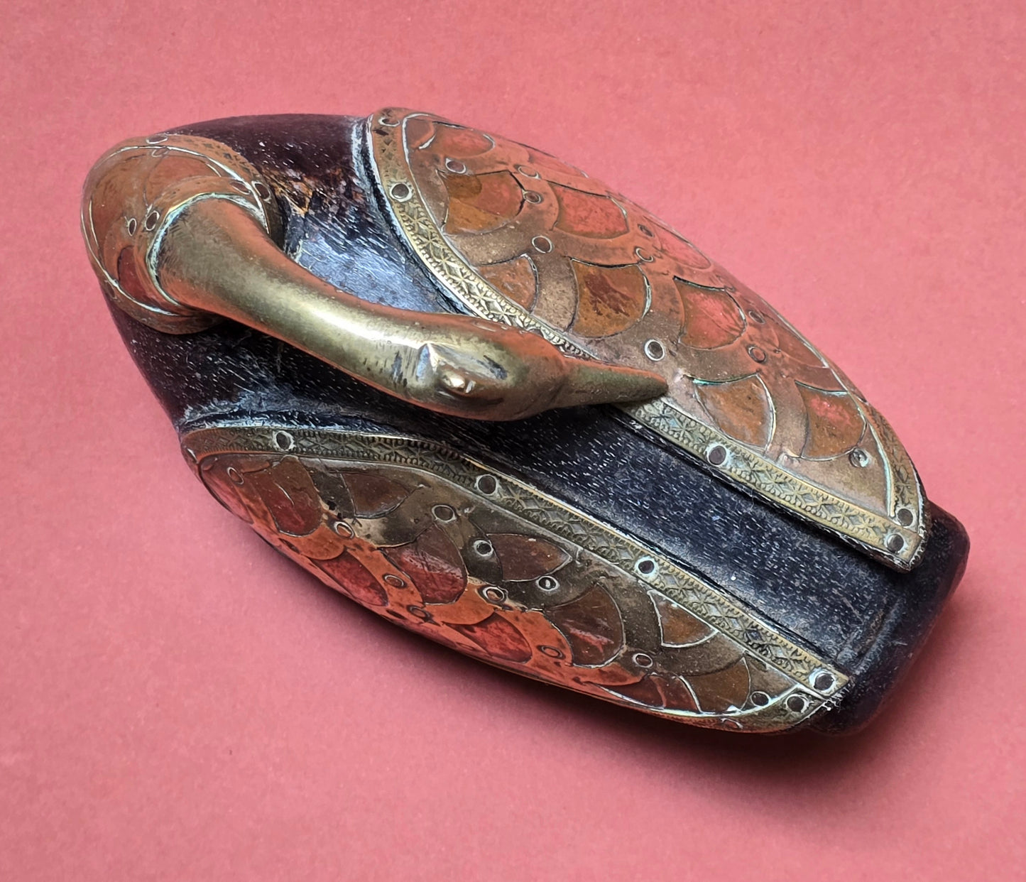 Indian Wooden Swan Figurine with Brass & Copper Inlay – Rajasthan, c.1880–1910