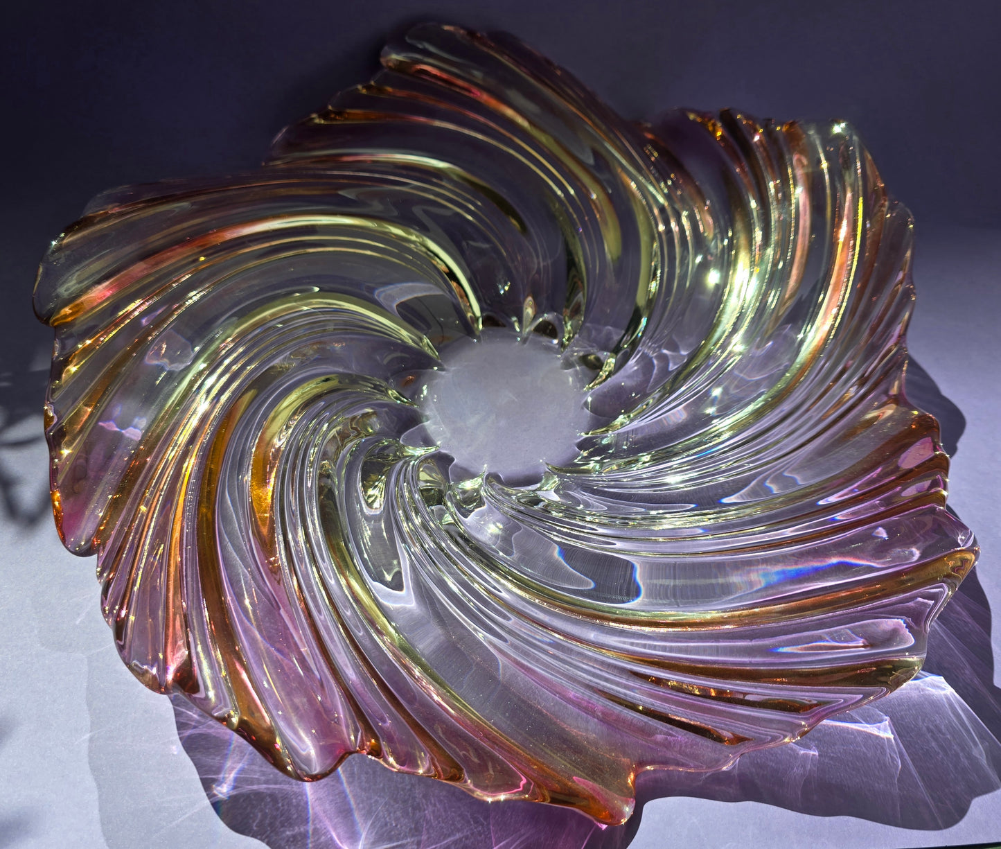Mikasa Crystal Swirl Bowl, Art Nouveau Revival, c.1970s