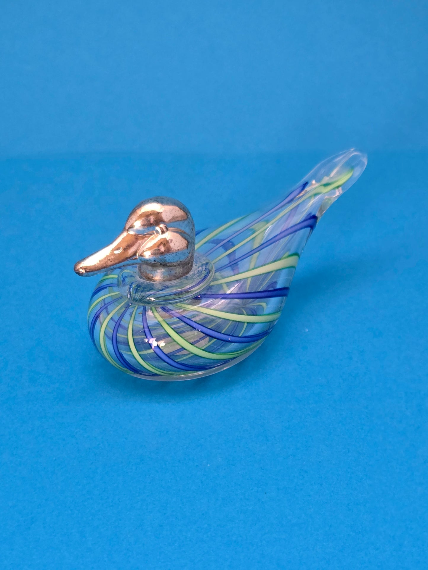 Murano Glass Duck | Filigrana | Silver Head | Maestri di Murano | c.1980s