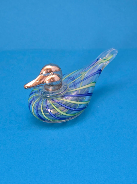 Murano Glass Duck | Filigrana | Silver Head | Maestri di Murano | c.1980s