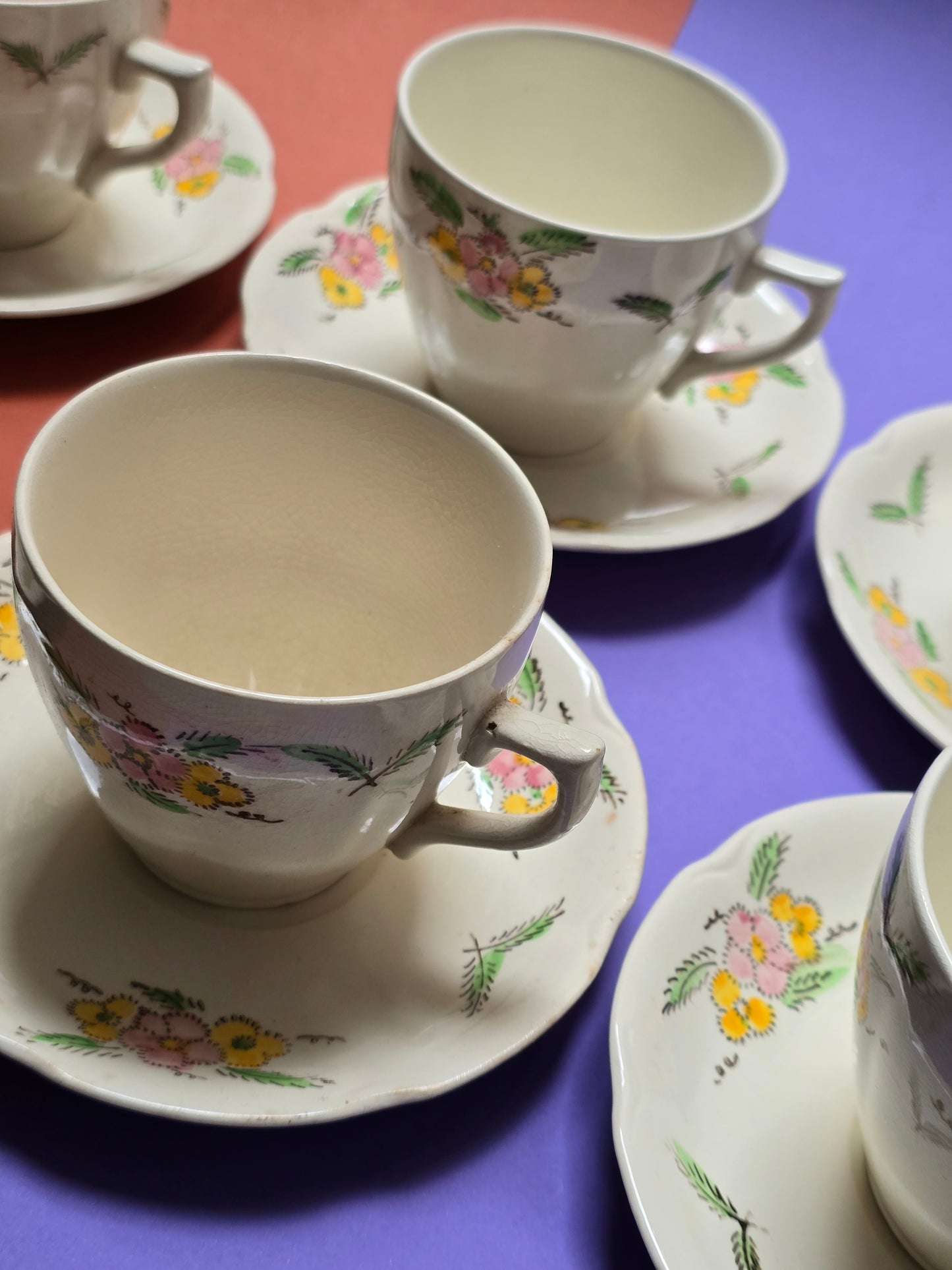 Jas. Broadhurst & Sons 'Clyde' Complete Tea Service for Six, Hand-Painted Floral, c.1930–1940