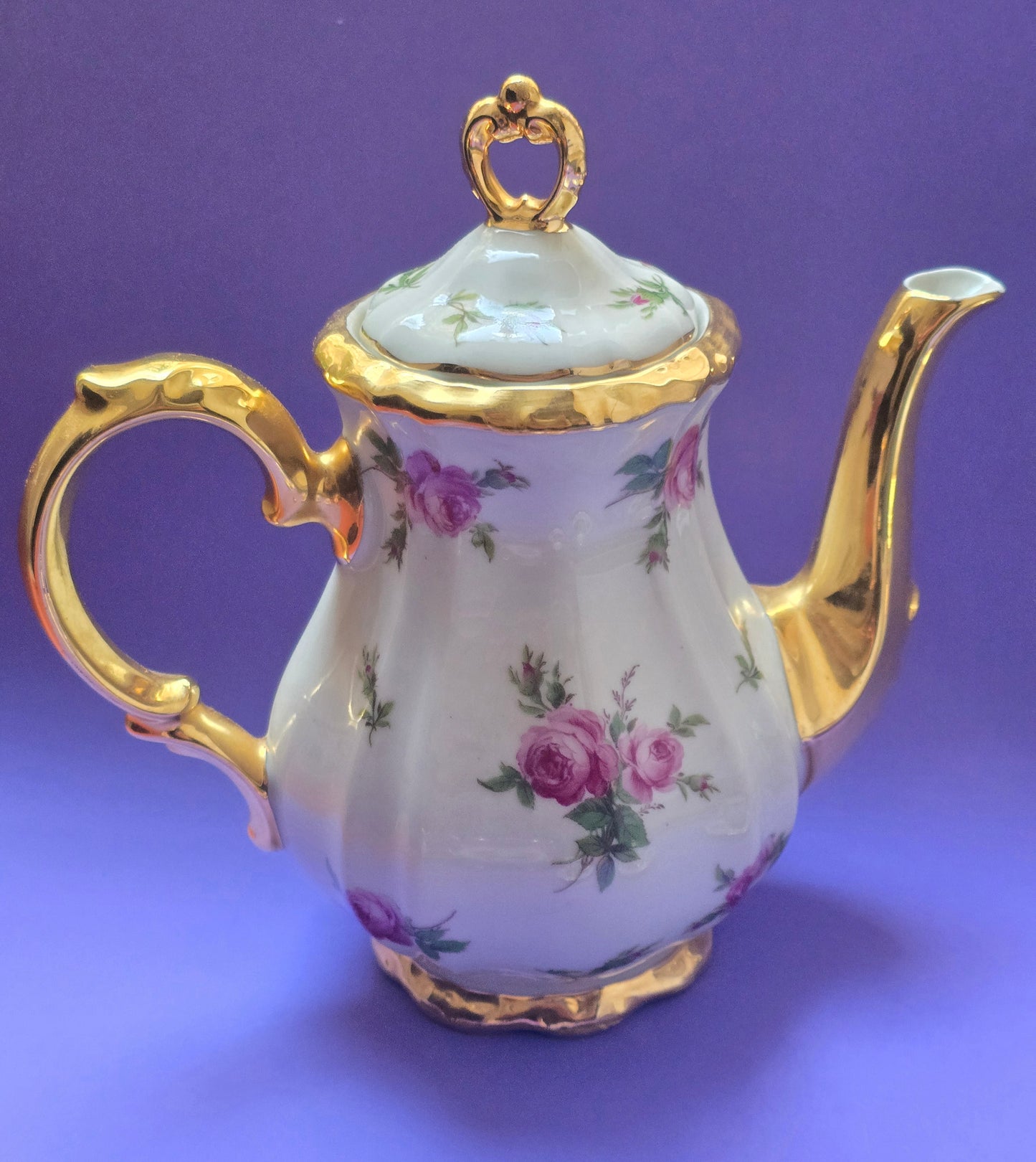 Bareuther Bavaria Tea Service for Two, Rose & Gold, c.1940s