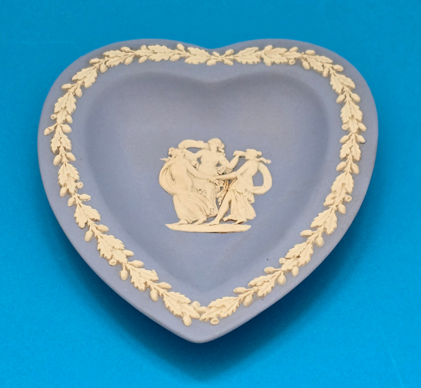 Wedgwood Jasperware Blue Heart Trinket Tray with Three Graces