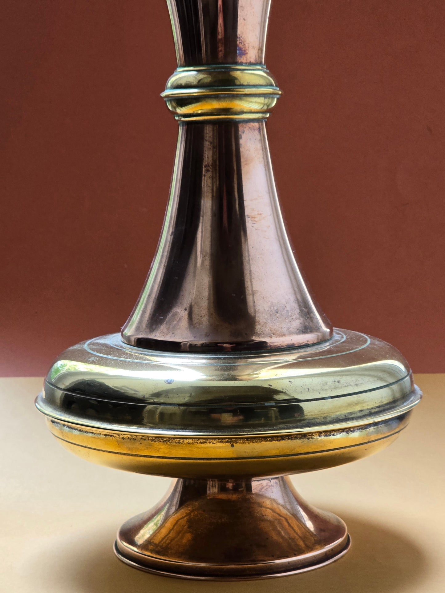 English Copper & Brass Ewer, Anglo-Persian Style, Valletta Provenance, c.1930