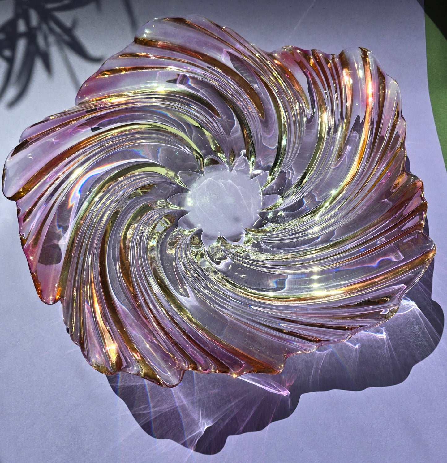 Mikasa Crystal Swirl Bowl, Art Nouveau Revival, c.1970s