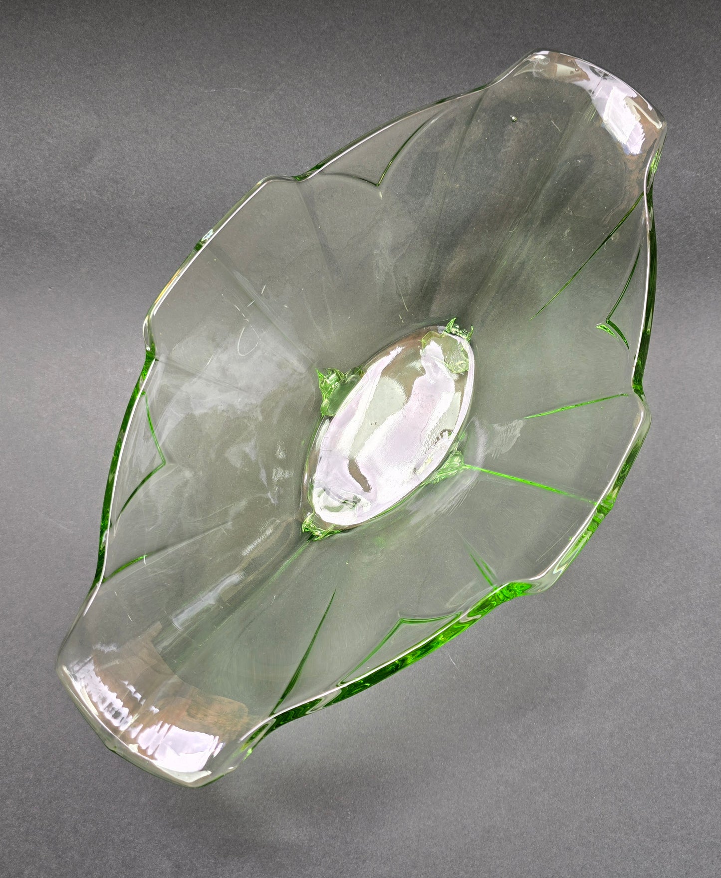 Bagley Uranium Glass Art Deco Footed Bowl – c.1930s England