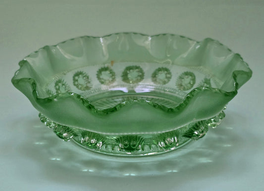 Davidson Antique Green Pressed Glass Dish c.1880–1900 – England