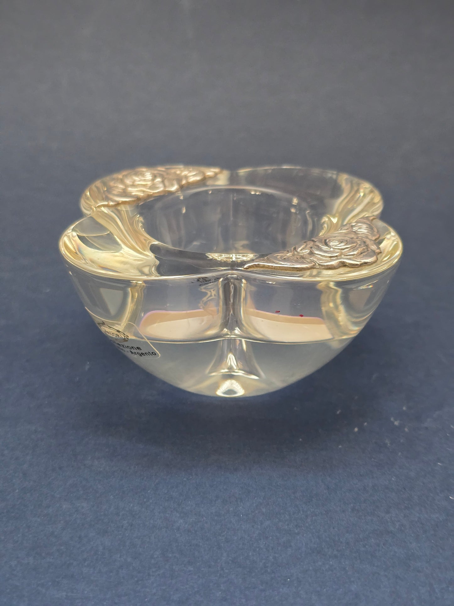 Italian Crystal Candle Holder | Silver Roses | Valori Collezione Cristallo-Argento | c.1980s