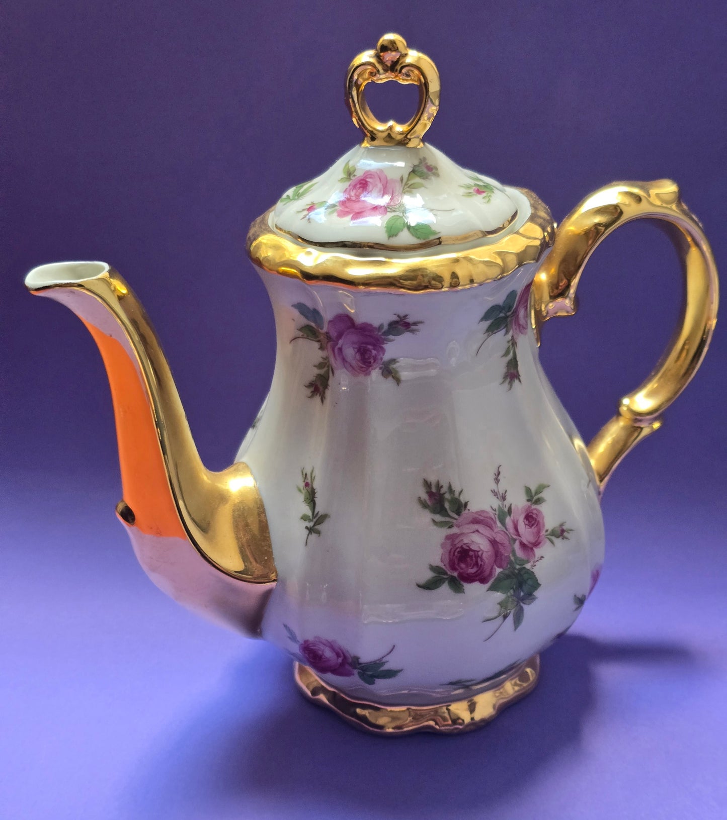 Bareuther Bavaria Tea Service for Two, Rose & Gold, c.1940s