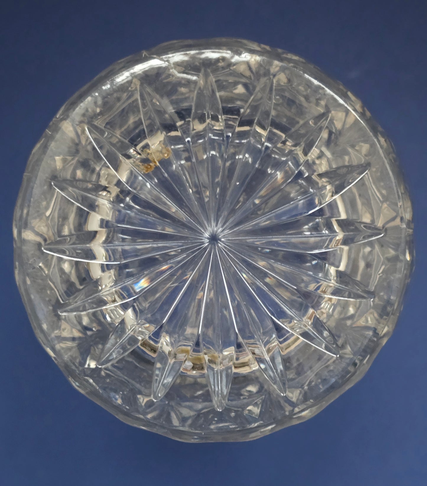 Vintage Cut Crystal Vase with Scalloped Rim, Star & Arch Pattern, c.1930