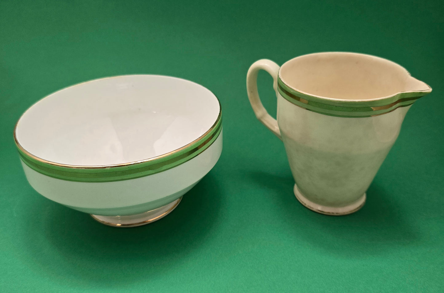 Complete Tea Set for Five | Kent China Green & Gold Band | c.1950