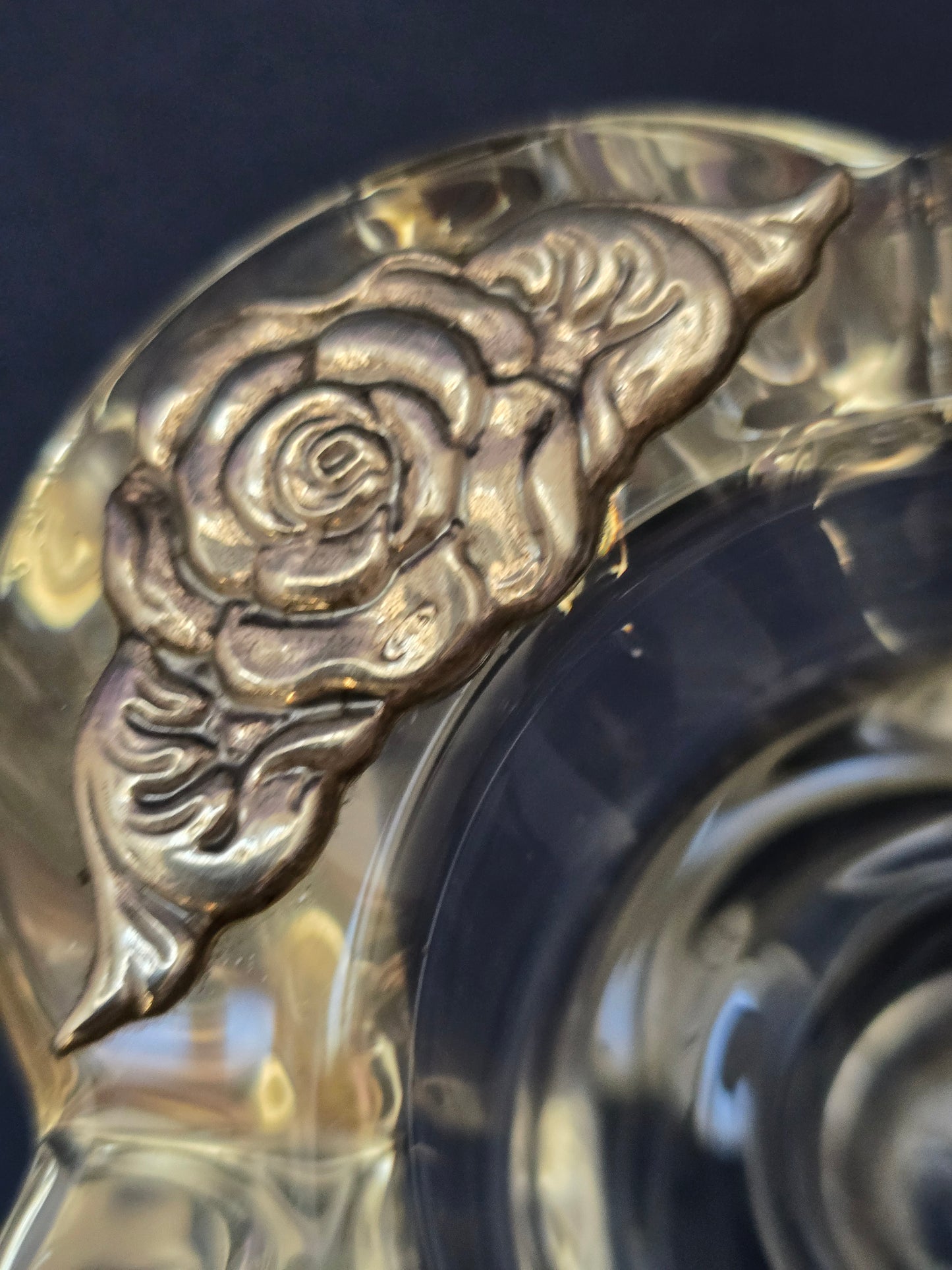 Italian Crystal Candle Holder | Silver Roses | Valori Collezione Cristallo-Argento | c.1980s