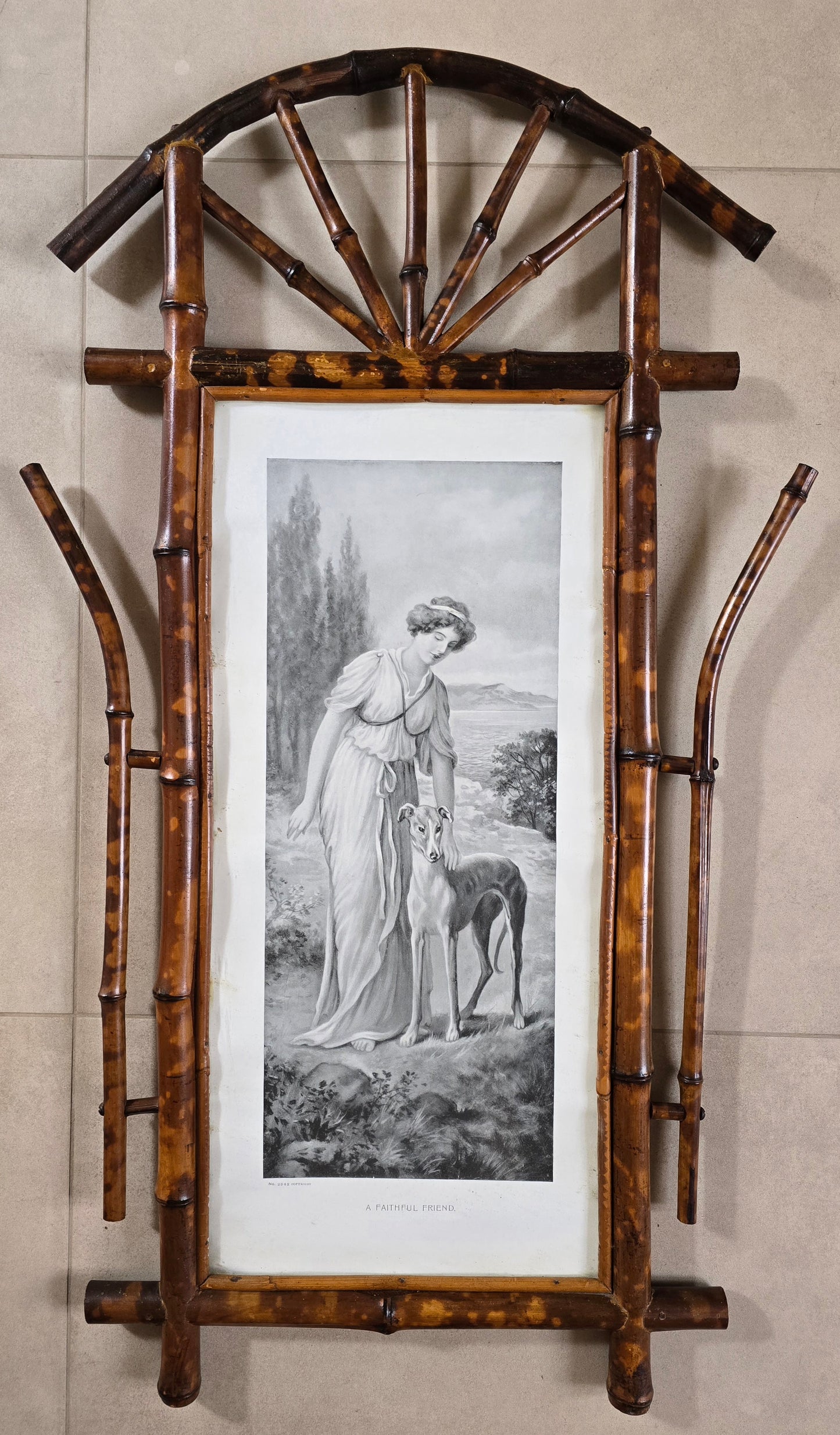 Set of 5 Victorian Sentimental Prints in Original Bamboo Japonisme Frames, c.1870–1890