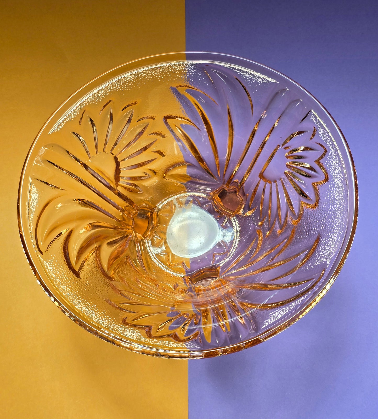 Art Deco Rosaline Pressed Glass Footed Bowl – c.1930s