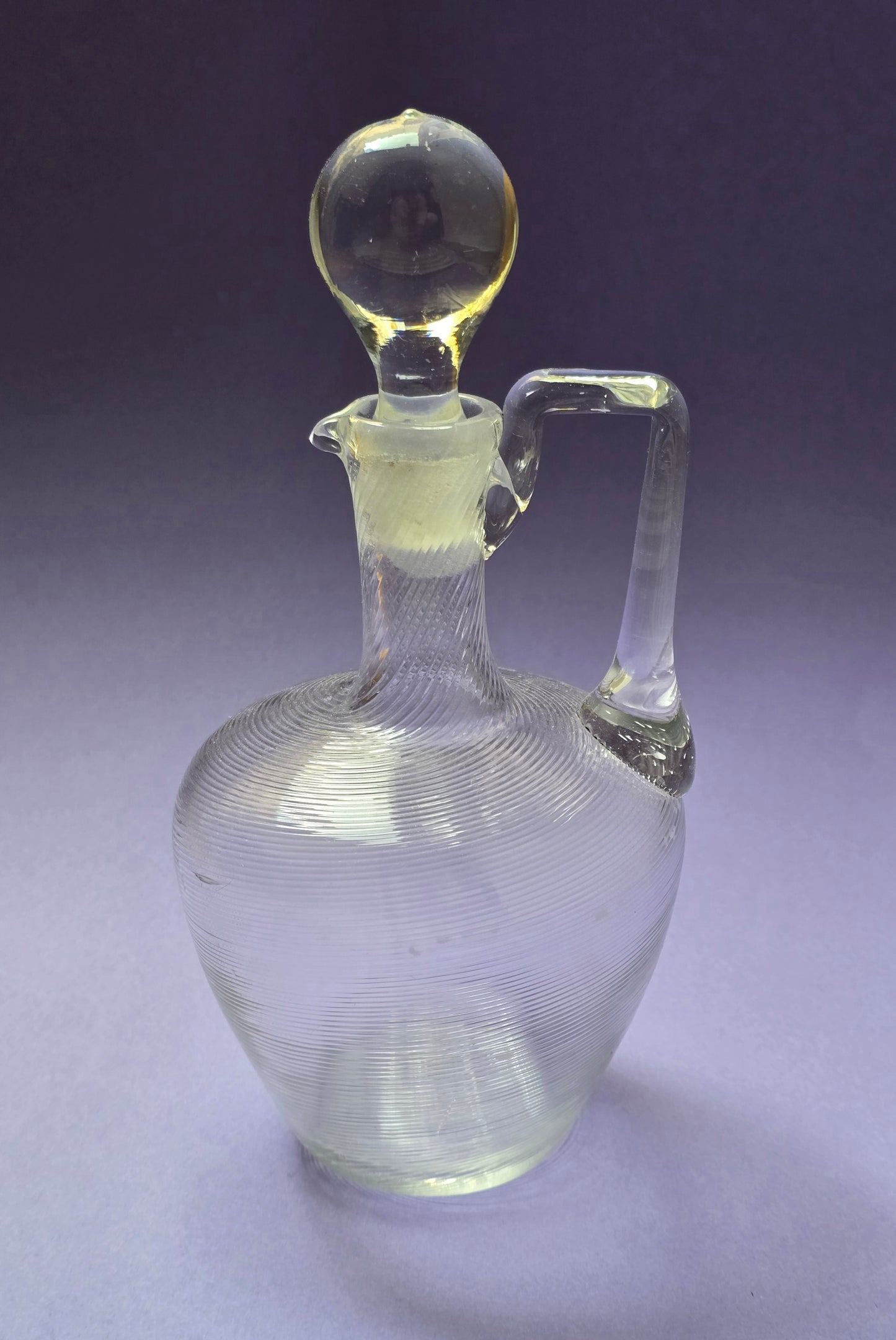 Mouth-Blown Frisian Thread Glass Carafe with Stopper – c.1900