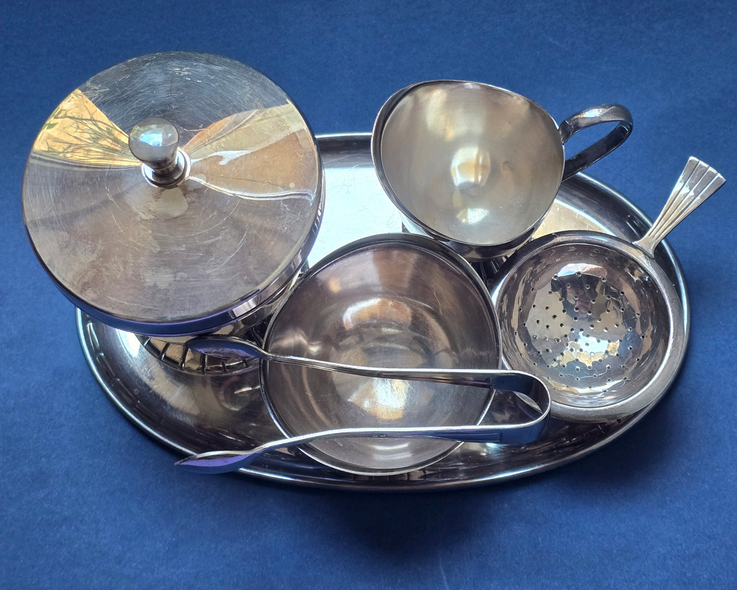 H. Hooijkaas Schoonhoven Silver-Plated Tea Set, Douwe Egberts, Paul Revere Style, c.1950s
