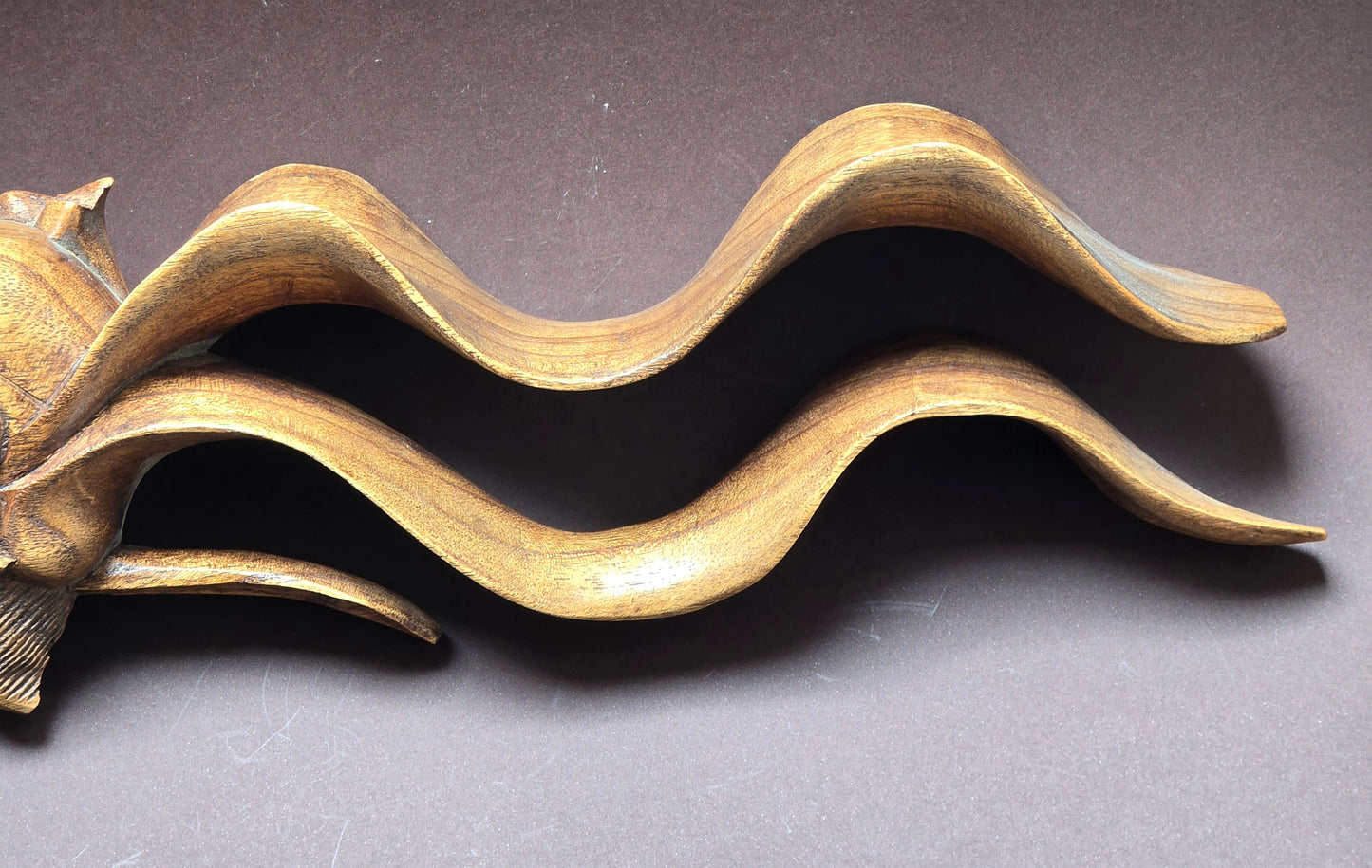 Balinese Hand-Carved Suar Wood Lovers Sculpture with Spiral Horns, c.1940–1950