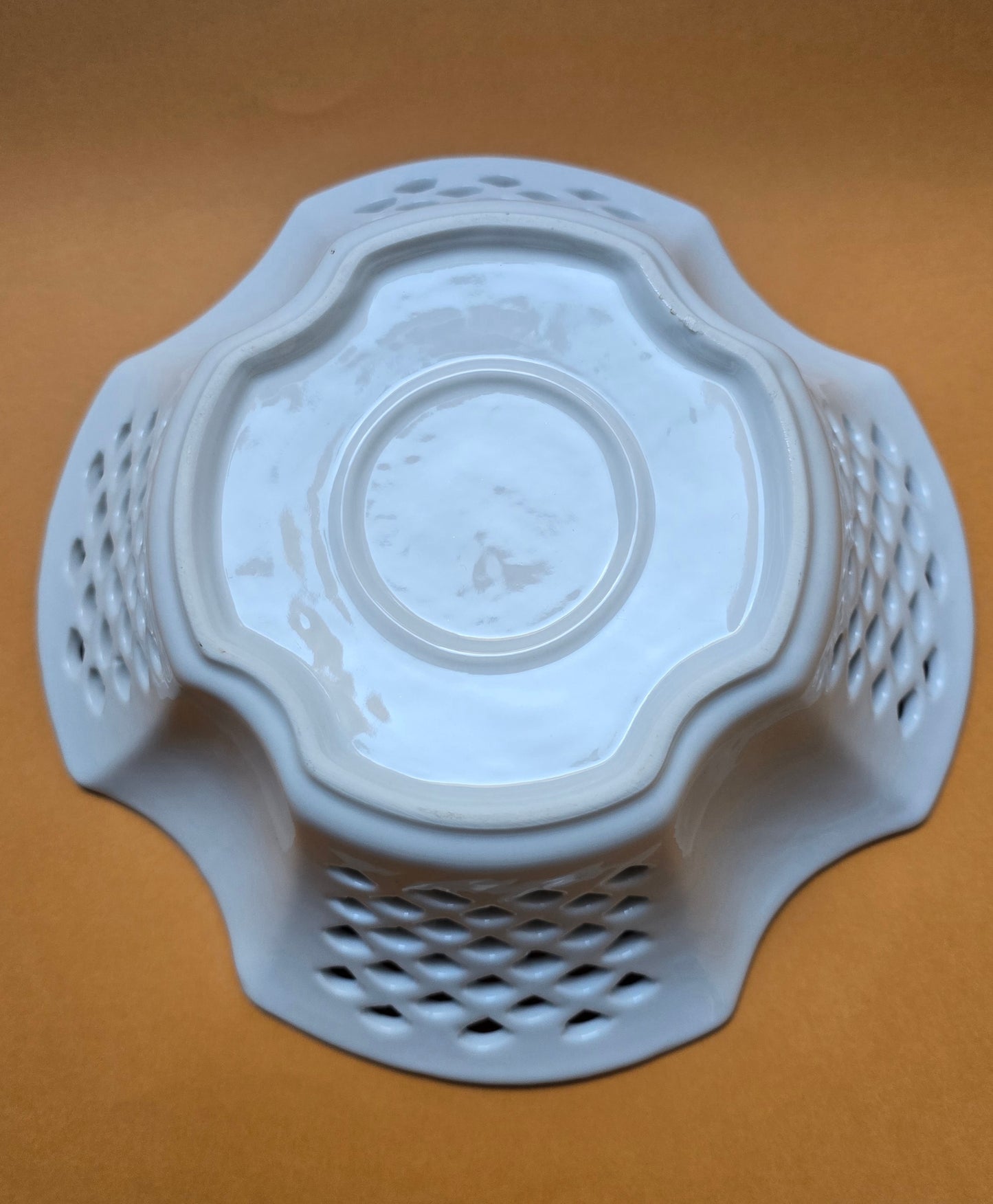 SOLD! Dresden Reticulated Porcelain Bowl – Hand-Painted Floral, 1960s