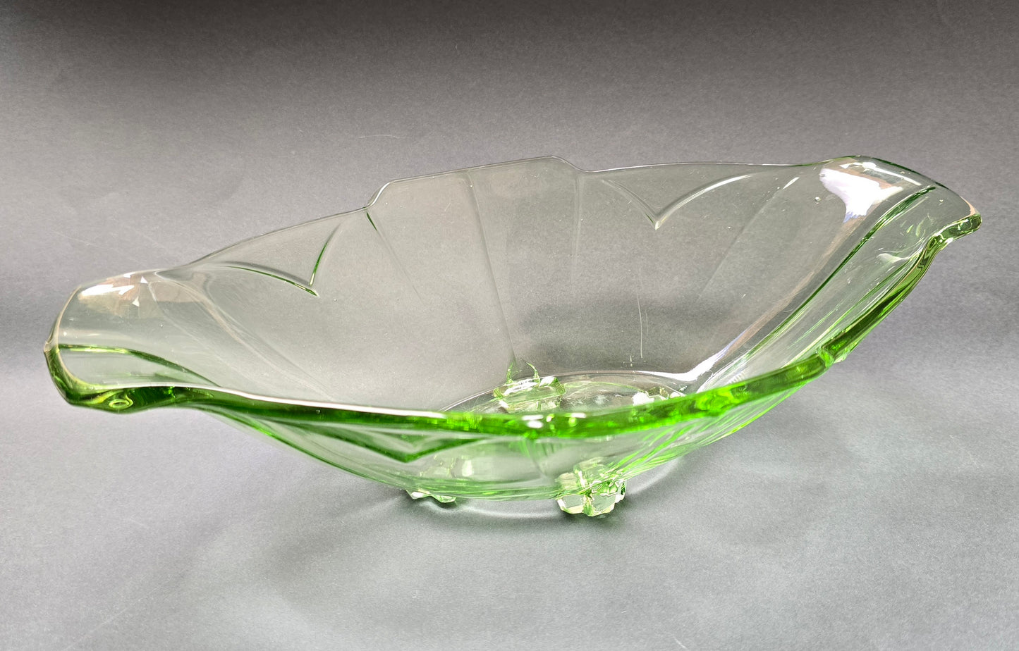 Bagley Uranium Glass Art Deco Footed Bowl – c.1930s England