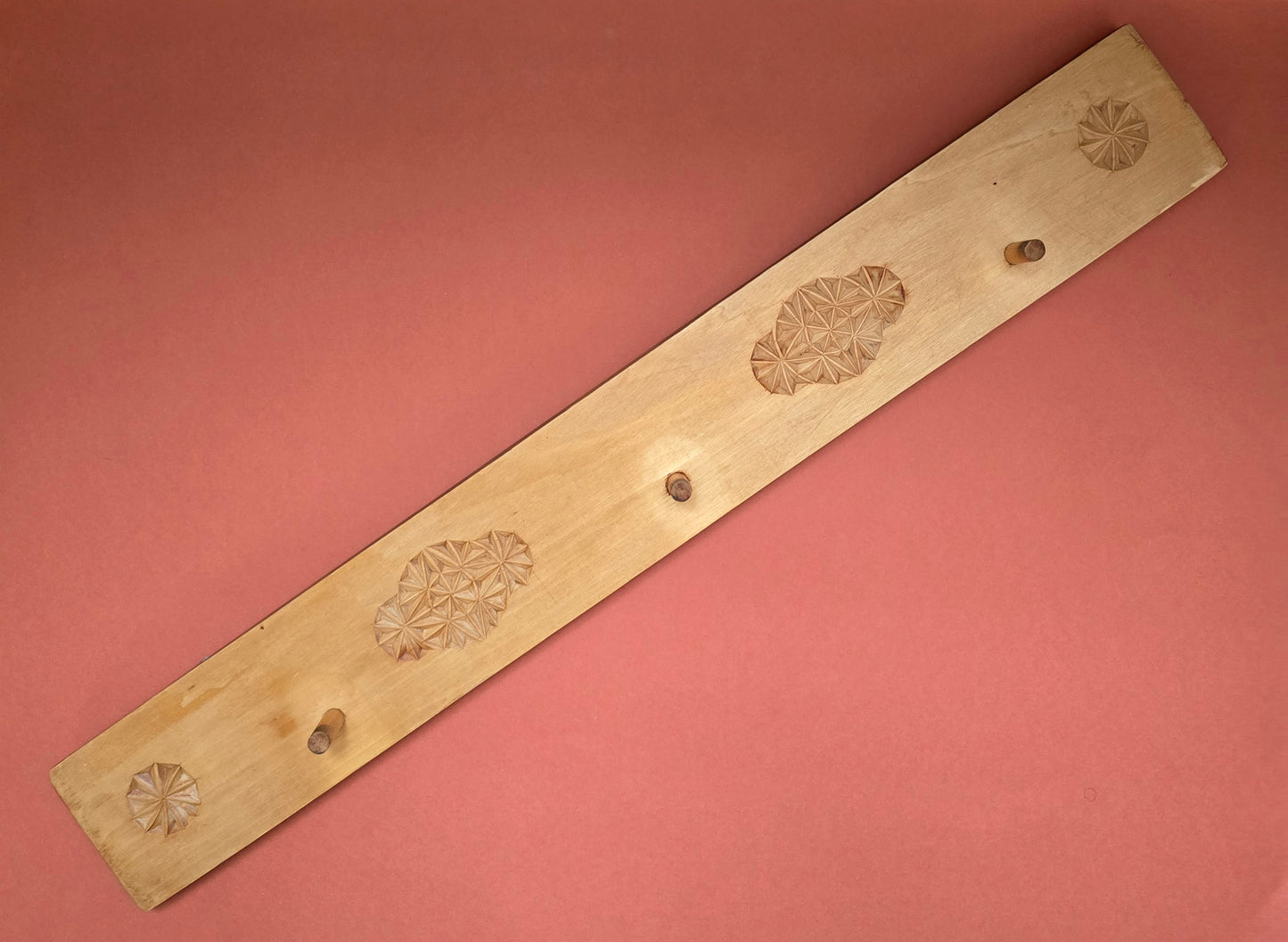 Czech Folk Art Bread Mould Board | Repurposed Wall Hook Rail | Prague | c.1940s–60s