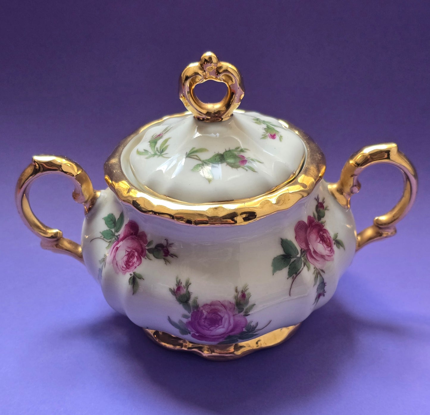 Bareuther Bavaria Tea Service for Two, Rose & Gold, c.1940s