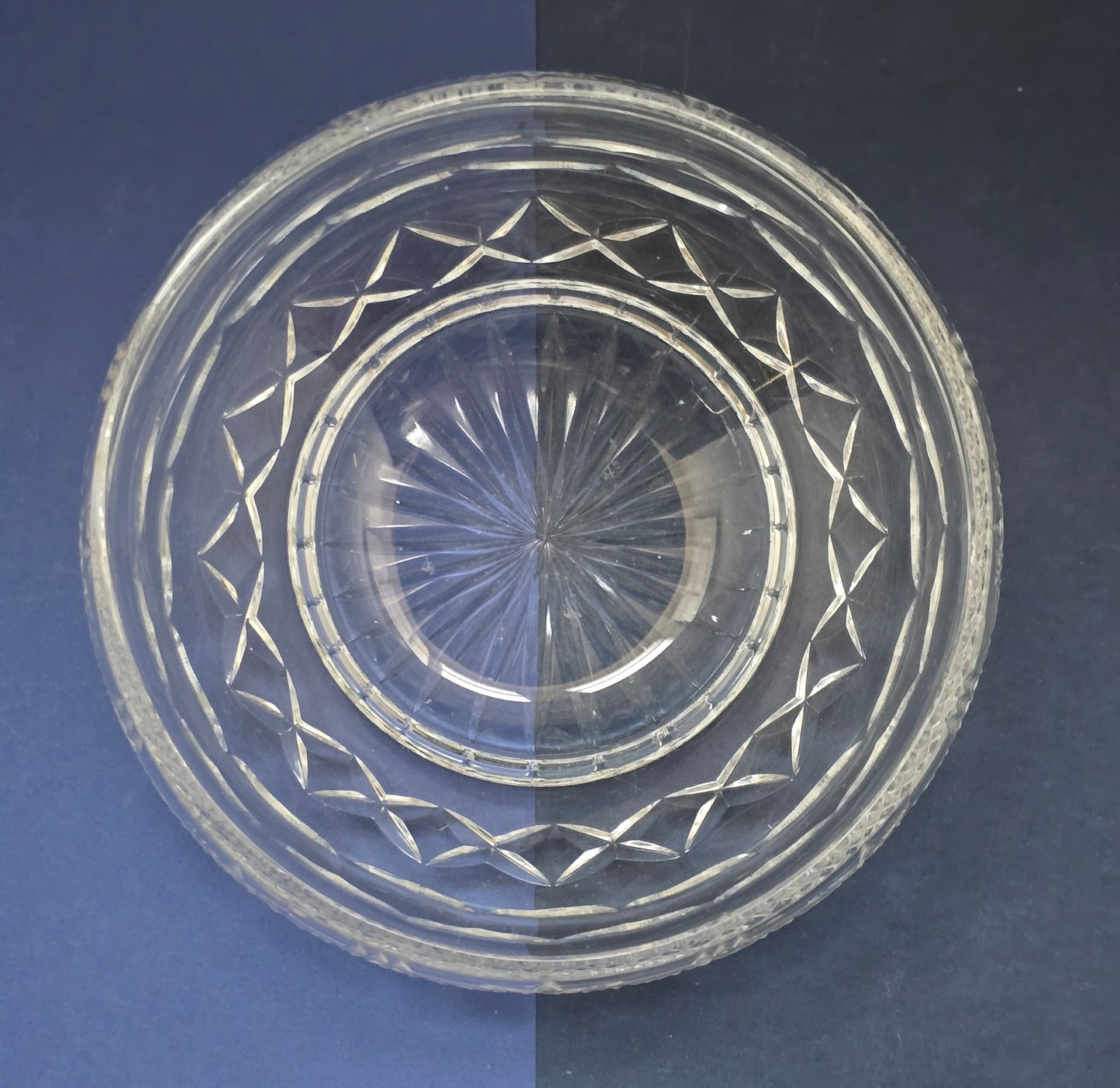 Vintage Cut Crystal Bowl with Hobnail & Tulip Band Pattern, c.1930