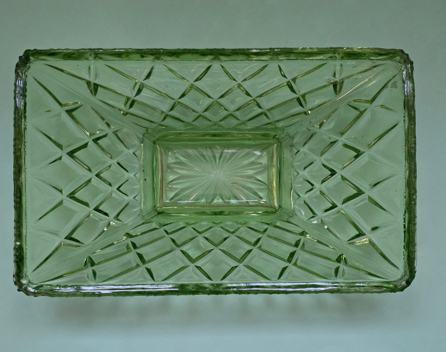 Davidson Art Deco Green Pressed Glass Fruit Bowl c.1930 – Minor Chip to Foot