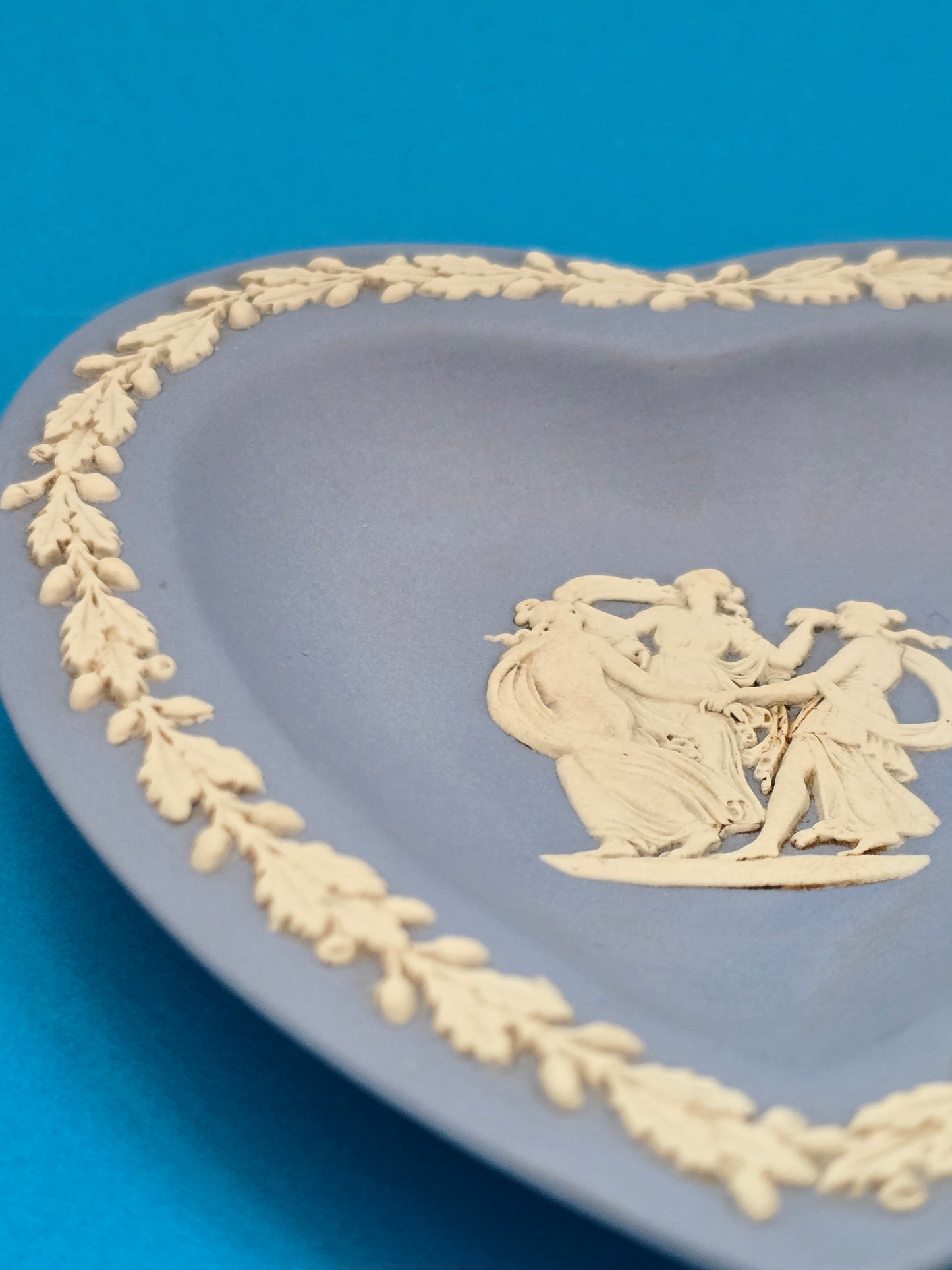 Wedgwood Jasperware Blue Heart Trinket Tray with Three Graces